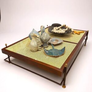 Mesa de Centro Palha Portuguesa e Madeira Maciça