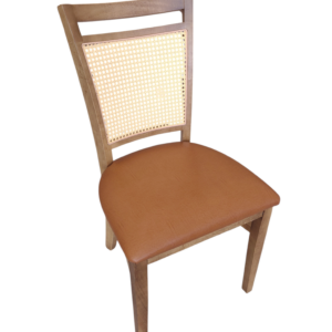 Cadeira Salem assento corino com encosto tela