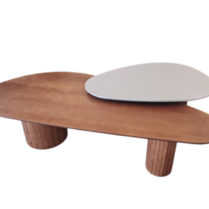 CJ/02 MESAS DE CENTRO HAMBURGO ORGÂNICAS - CHOCOLATE - TAMPO MENOR OFF WHITE - REF.: 1185